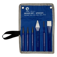 Véső készlet, vegyes 6 db-os, műanyag dobozban 150mm-es