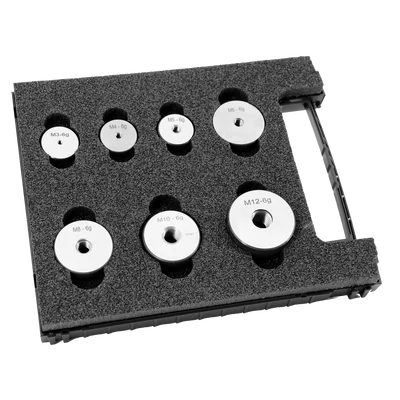 Gyűrűs menetidomszer készlet M3/M4/M5/M6/M8/M10/M12 6g nem-megy oldal DIN ISO 1502 Asimeto 440-80 Gyűrűs menetidomszer készlet M3/M4/M5/M6/M8/M10/M12 6g nem-megy oldal DIN ISO 1502 Asimeto 440-80