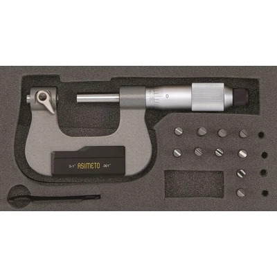 Analóg csavarmenet mikrométer 0-25mm ±0.004mm Asimeto: 133-01-0
