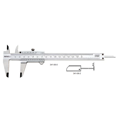 Analóg tolómérő csavarrögzítéssel 0-150mm /0.05mm 1/128" kerek mélységmérővel Asimeto: 341-06-2