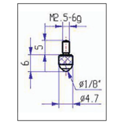 Gömb tapintócsúcs, 4,7x6 mm, acél  Asimeto: 284-40