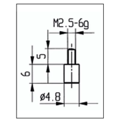 Tapintócsúcs mérőórához, hengeres 4,8x6mm szár: M2,5mm, acél  Asimeto 284-41