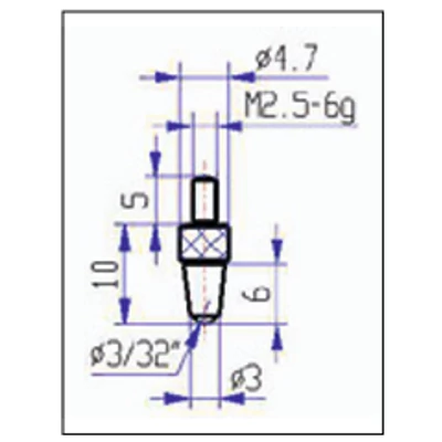 Tapintócsúcs mérőórához, 3 mm-es gömb, 4,7x10 mm szár: M2,5mm Asimeto 284-46