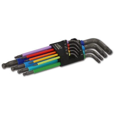 Metrikus hosszú gömbvégű színes hatlapú L-kulcs készlet, 9 db Bahco C1997LM/9P