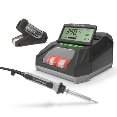 Digitális forrasztópáka állomás - LCD kijelzővel, pákaheggyel, ónnal és szivaccsal Fahrenheit 28006