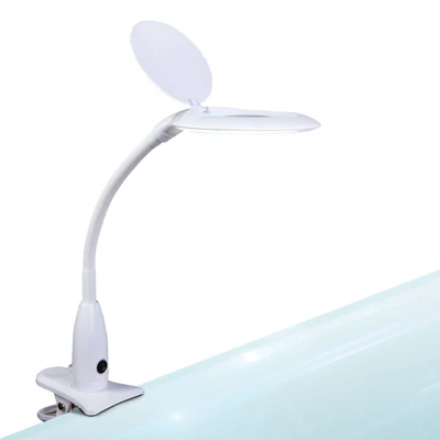 Asztali LED lámpa - nagyítóval - csipeszes - fehér Handy 10800