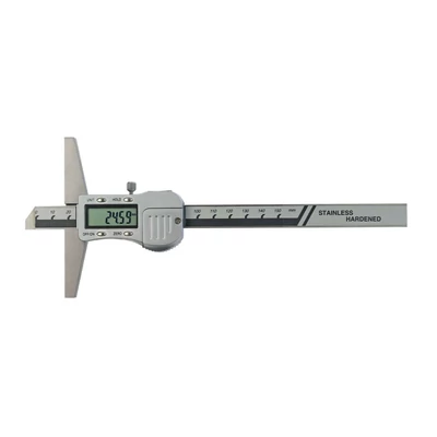 Digitális mélységmérő DIN862 200mm híd hossza 100mm. Fémházas, rozsdamentes. MIB: 02026171