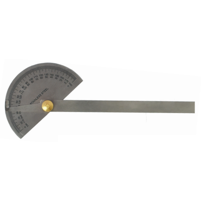 Acél szögmérő 0-180 fok, körív 85mm, szár hossza 160/200mm  MIB 45058026