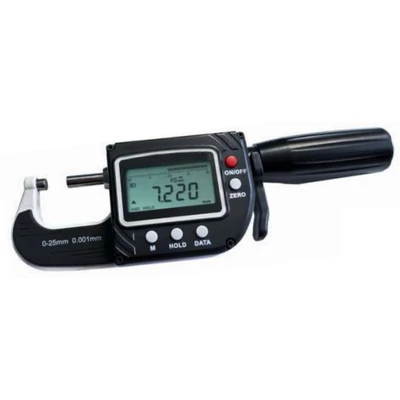Digitális mikrométer gyorstapintóval, újratölthető akkumulátorral 0-25/0,001mm, +/-0,002mm MIB 02030