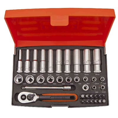 Dugókulcs-készlet 1/4", standard + hosszú fejekkel 37-részes Bahco SL25L Dugókulcs-készlet 1/4", standard + hosszú fejekkel 37-részes Bahco SL25L