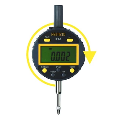 Digitális mérőóra IP65 elforgatható kijelzővel 0-12,5mm/0,01mm ±-0,02 mm Asimeto 407-01-2