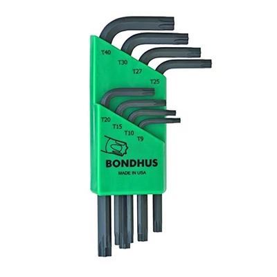 T9-T40 Torx L-kulcs készlet rövid egyenesvégű TLXS8, Bondhus: 31734