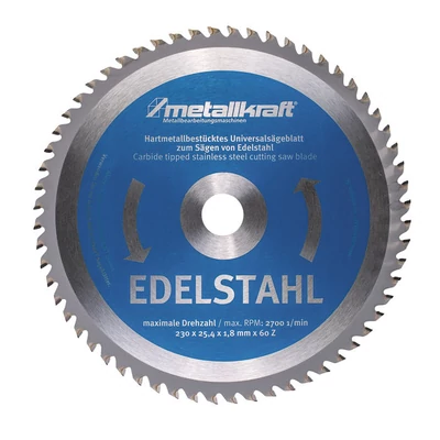 Kfl. Körfűrész saválló anyaghoz 230x2x25,4 z60 EVO230-hoz Metallkraft: 3850233