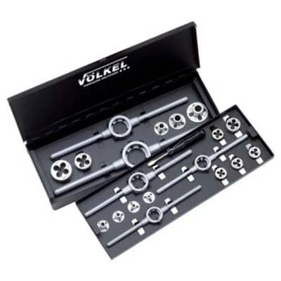 Menetmetsző készlet (19 részes) megvezető tárcsákkal  M3-M12, HSS  Völkel 49599 Menetmetsző készlet (19 részes) megvezető tárcsákkal  M3-M12, HSS  Völkel 49599