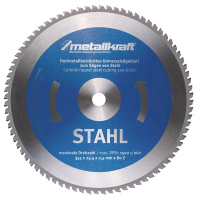 Fűrésztárcsa acélhoz O 355 x 2,4 x 25,4 mm z80 (MTS 356-hoz) Metallkraft: 3853504