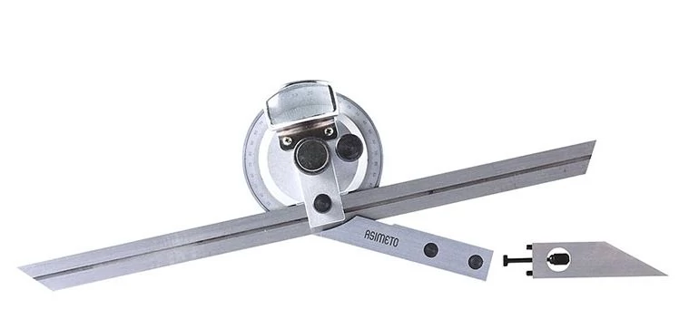 Univerzális szögmérő készlet 3-részes, 150mm, 200mm, 300mm-es pengékkel, 1 fok/5' Asimeto 490-06-5