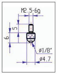 Gömb tapintócsúcs, 4,7x6 mm, acél  Asimeto: 284-40