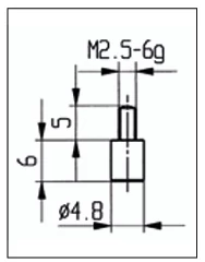 Tapintócsúcs mérőórához, hengeres 4,8x6mm szár: M2,5mm, acél  Asimeto 284-41