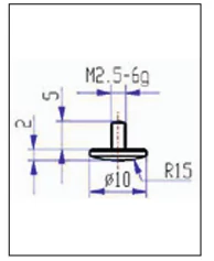 Tapintócsúcs mérőórához, domború 10x2mm M2,5 Asimeto 284-43