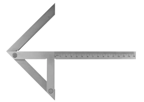 Krómozott központozó derékszög, DIN 875-1, 200x130 mm Asimeto: 301-72