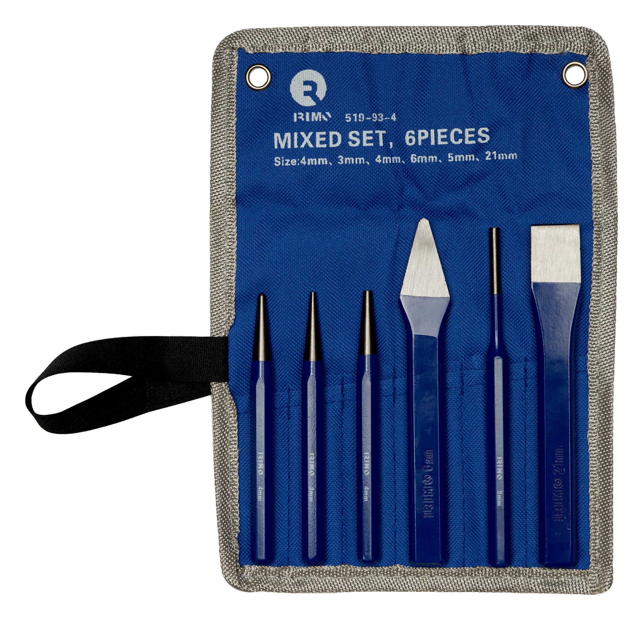 Véső készlet, vegyes 6 db-os, műanyag dobozban 150mm-es