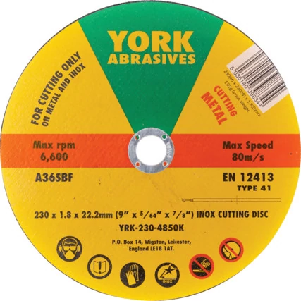 230X1.8X22.23MM A36SBF INOX VÁGÓKORONG,T41 YRK-230-4850K