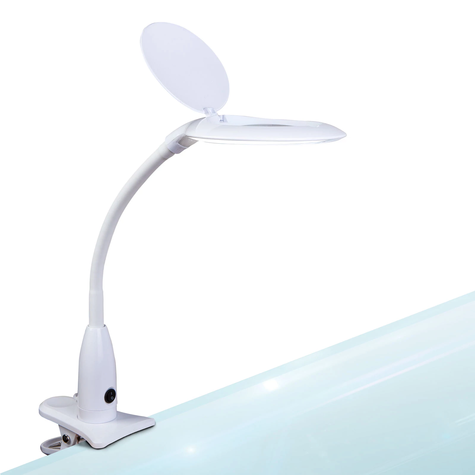 Asztali LED lámpa - nagyítóval - csipeszes - fehér Handy 10800