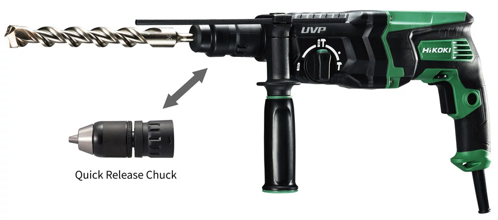 Fúró-vésőkalapács 850W (cser.tokmány) 3J 3-üzemmód 3,1Kg HIKOKI DH28PMY2WSZ