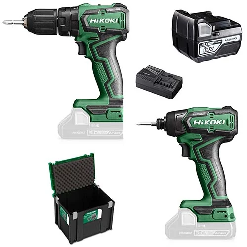 Akkus fúró-csavarbehajtó + akkus ütvecsavarozó HITBOXBAN (2x5,Ah/18V) HIKOKI KC18DDWAZ