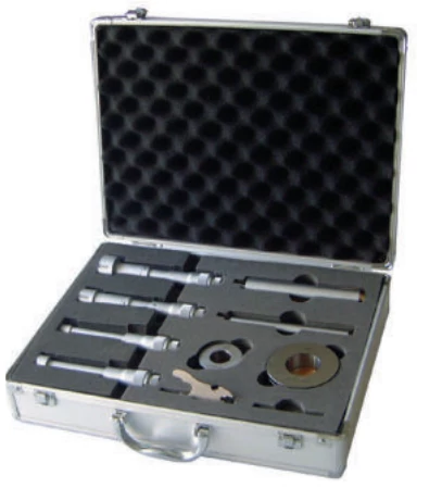 Hárompontos furatmikrométer klt. 4-részes 2 beállítógyűrűvel 50-100mm/0,005, MIB: 01022075