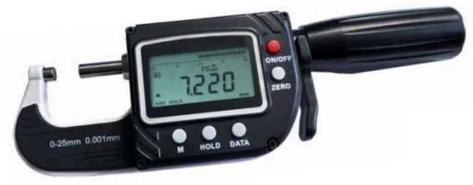 Digitális mikrométer gyorstapintóval, újratölthető akkumulátorral 0-25/0,001mm, +/-0,002mm MIB 02030