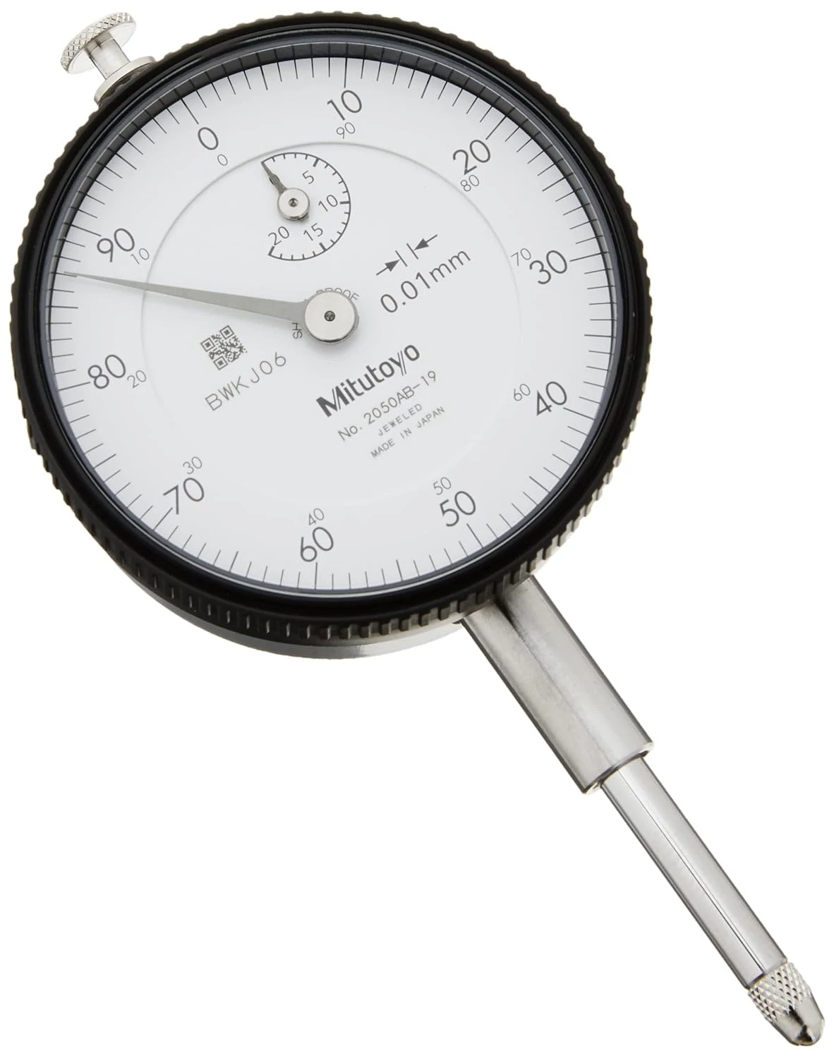 Analóg mérőóra 0-20/0,01mm, sík hátlap, 57mm-es átmérő, ütésálló Mitutoyo 2050AB-19