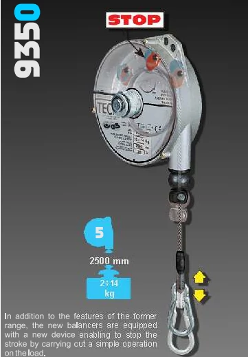 Balancer 10-14 kg, 2500 mm, STOP funkcióval  TECNA 9350