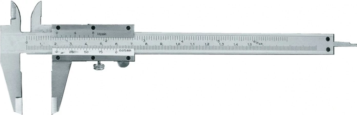 Nóniuszos tolómérő, skála és nóniusz mattkrómozott, csavarrögzítéses 150/0,05mm MIB 01002007