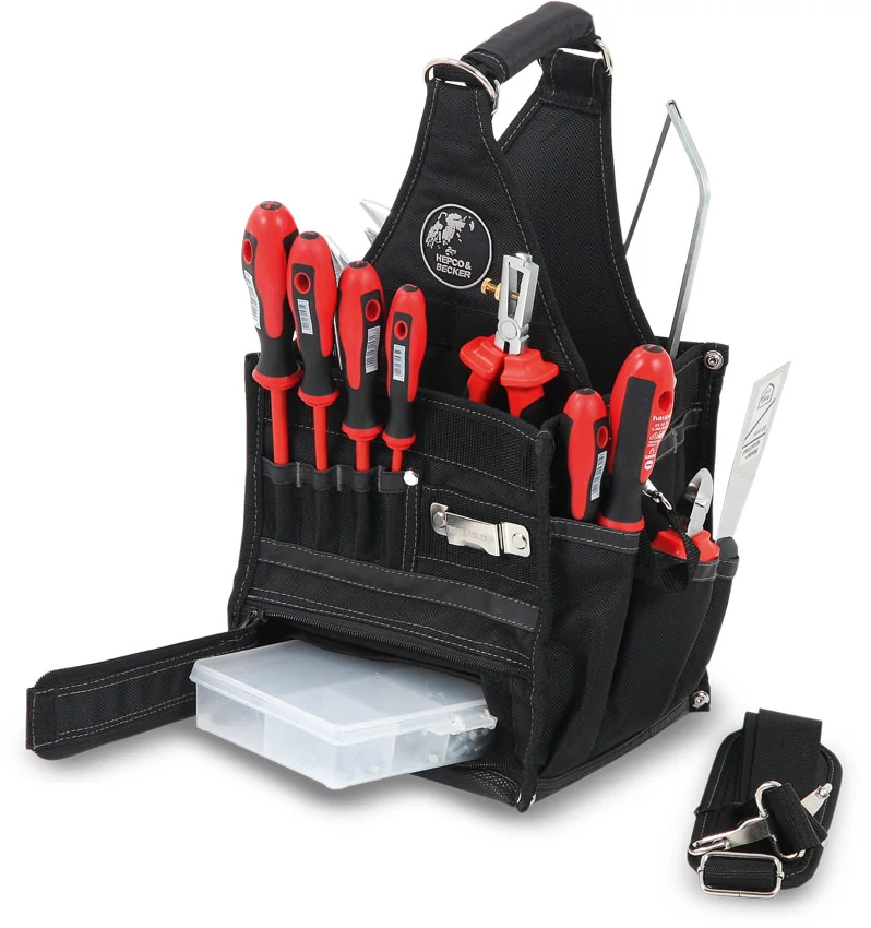 Szerszámtáska erős szövött műanyagból Politex vállszíjas 220x220x470 Hepco: 00 5855 8019