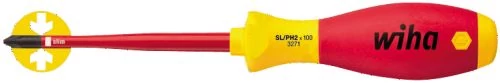 WIHA SoftFinish® villanyszerelő slimFix Xeno-csavarhúzó 3281SF lapos/PZ 2x100 : 36330