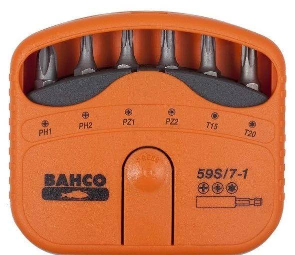 Bit készlet, 7-részes, PH, PZ, Torx Bahco: 59S/7-1