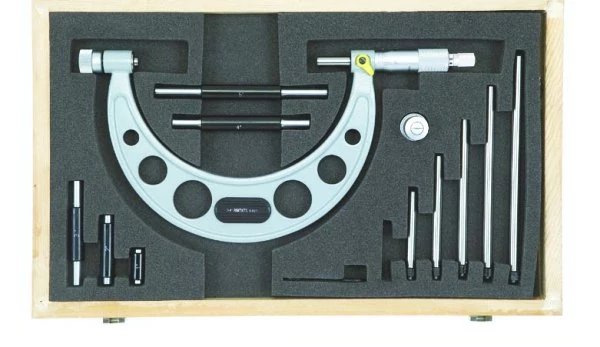 Analóg nagy kengyeles mikrométer 6 db cserélhető mérőüllővel 0-150mm ±0.006mm Asimeto: 111-06-0