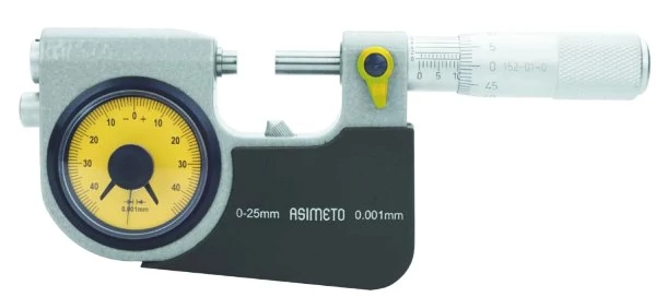 Finomkijelzős kengyeles mikrométer 0-25mm /0.001mm ±0.002mm Asimeto 152-01-0