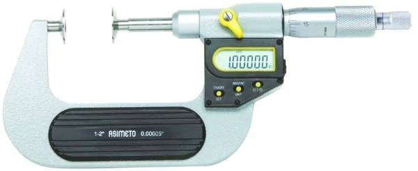 Digitális mikrométer tárcsás, fogaskerekek, papír mérésére 0-25mm ±0.005mm Asimeto: 145-01-0