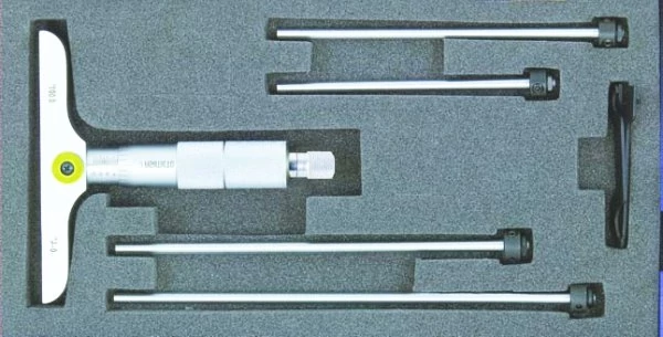 Analóg mélységmérő mikrométer 0-150mm ±.005mm 101.5mm 6db rúd Asimeto: 201-06-0