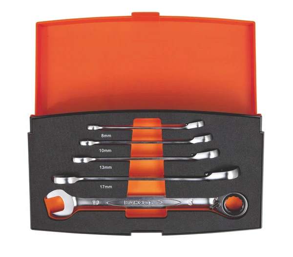 Racsnis csillag-villáskulcs készlet 5 db-os (8,10,13,17,19mm) Bahco 1RM/S5