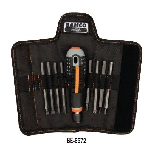 Ergo csavarhúzó nyél cserélhető szárakkal, 8db-os készlet, Hornyolt,PH,PZ és Torx Bahco BE-8572