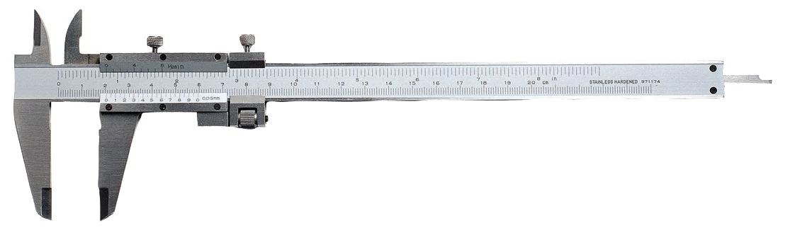 Analóg finombeállítós tolómérő, csavarrögzítéssel 300/0,05mm, 55mm-es alsó csőrrel MIB 01001021