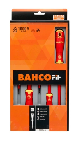 Csavarhúzó-készlet, BahcoFit, 5-részes, szigetelt, lapos + PZ Bahco: B220.015