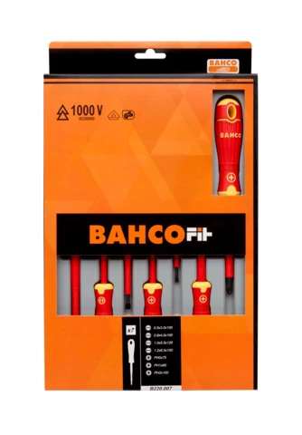 Csavarhúzó-készlet, BahcoFit, 7-részes, szigetelt, lapos + PH Bahco: B220.007