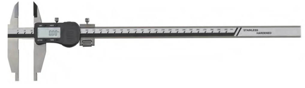 Digitális műhelytolómérő alsó-felső mérőpofákkal, finomállítóval,  300/0,03mm, pofa 90mm  MIB 02027011