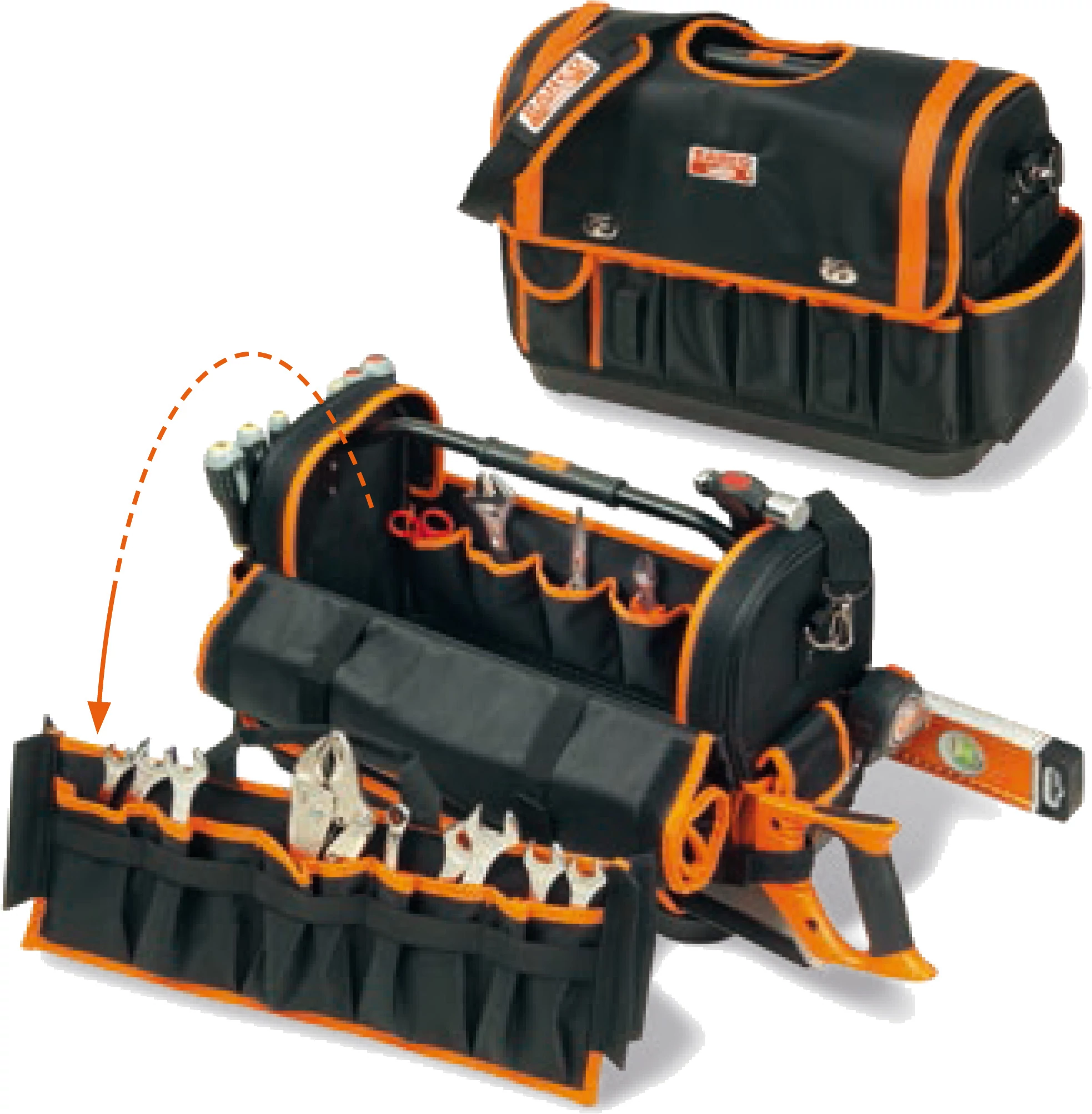 Nyitott szerszámtáska lehajtóval 470x230x355 mm Bahco: 4750FB1-19B