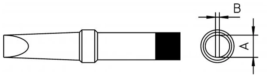 PT A6 Pákahegy 1.6 x 0.7 x 33mm, 310°C  Weller: 4PTA6-1